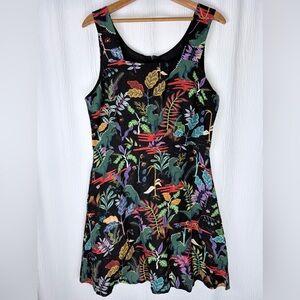 Dangerfield - Funky Floral, Jungle Print, Dinosaur Dress, Women’s size 10